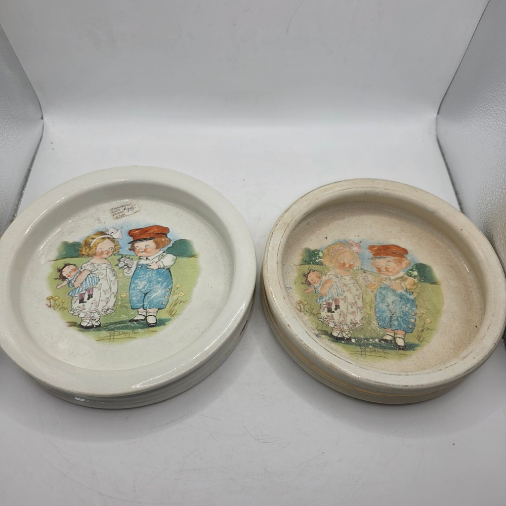 Antique Grace Drayton Buffalo Pottery Children's Plates Bowls Lot of 2